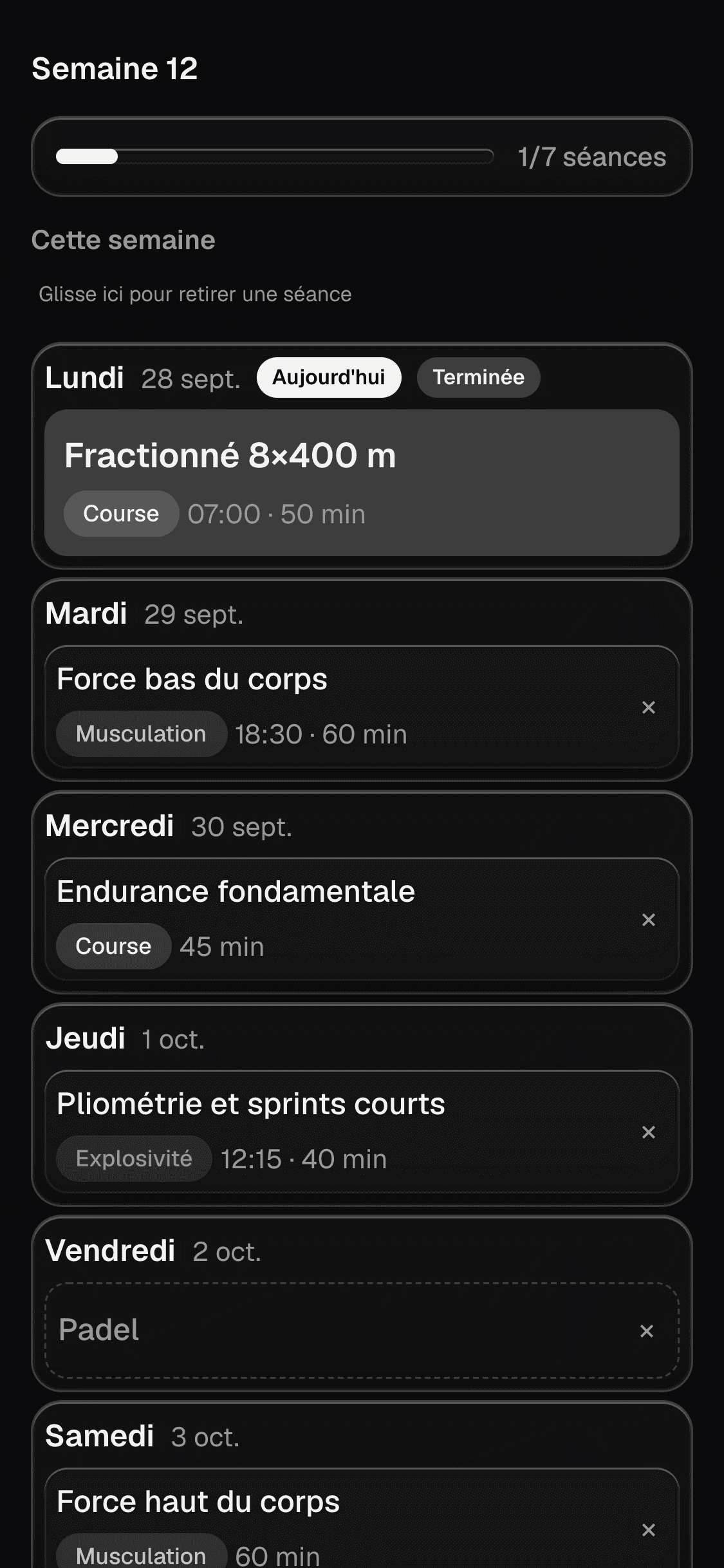 Calendrier de la semaine dans Hyvex